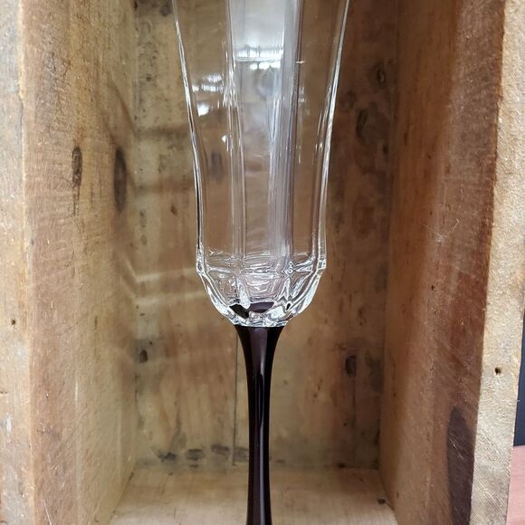 VTG France Luminarc Octime Black Stem Champagne Flutes Glasses Set of 4 - Picture 5 of 14